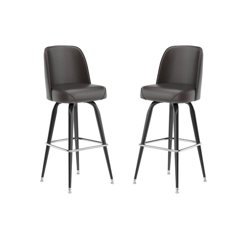 Taburetes giratorios tapizados de vinilo para barra, con estructura metálica y reposapiés, juego de dos