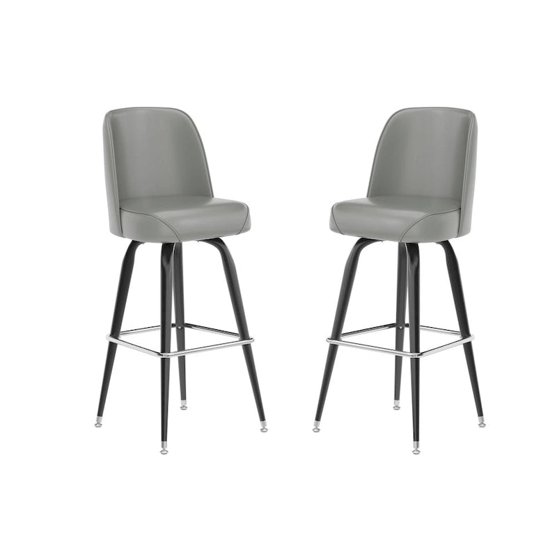 Taburetes giratorios tapizados de vinilo para barra, con estructura metálica y reposapiés, juego de dos