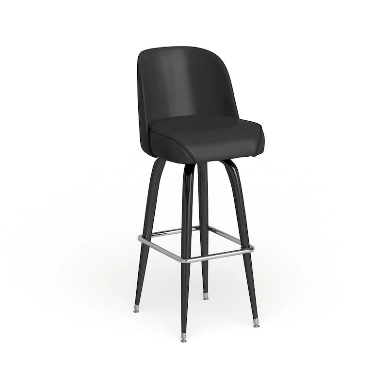 Taburetes giratorios tapizados de vinilo para barra, con estructura metálica y reposapiés, juego de dos