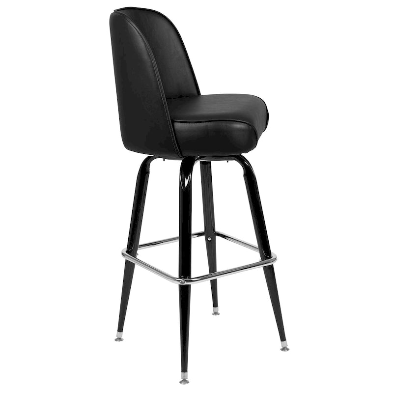 Taburetes giratorios tapizados de vinilo para barra, con estructura metálica y reposapiés, juego de dos