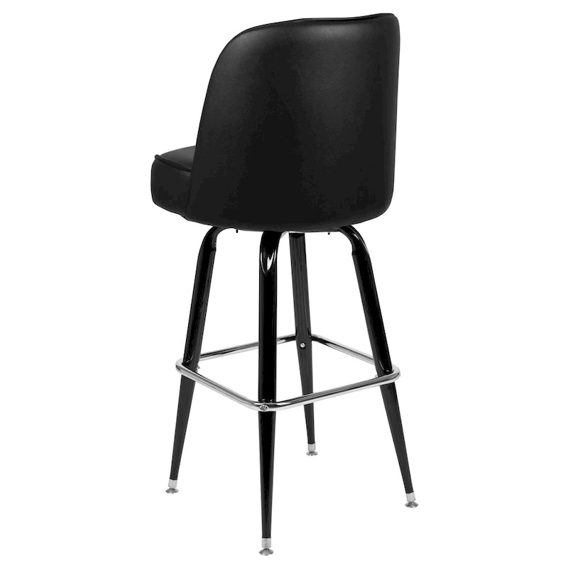 Taburetes giratorios tapizados de vinilo para barra, con estructura metálica y reposapiés, juego de dos