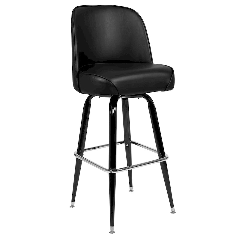 Taburetes giratorios tapizados de vinilo para barra, con estructura metálica y reposapiés, juego de dos