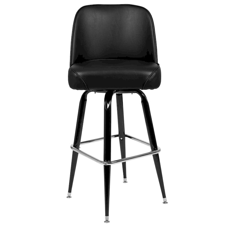 Taburetes giratorios tapizados de vinilo para barra, con estructura metálica y reposapiés, juego de dos