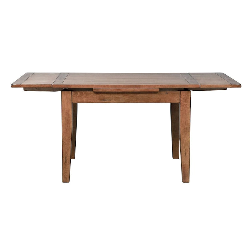 Mesa de comedor extensible marrón medio con dos extensiones retráctiles