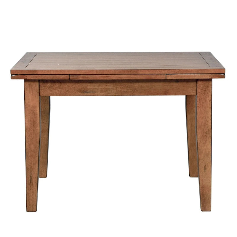 Mesa de comedor extensible marrón medio con dos extensiones retráctiles