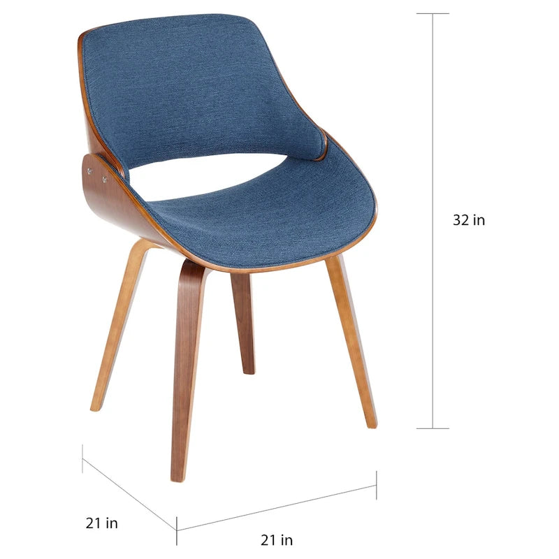 Mid-Century Upholstered Dining Chair with Walnut-Finish Frame