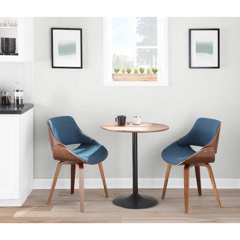 Mid-Century Upholstered Dining Chair with Walnut-Finish Frame