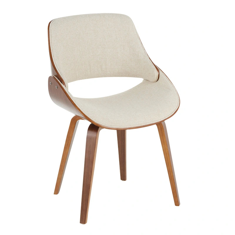 Mid-Century Upholstered Dining Chair with Walnut-Finish Frame