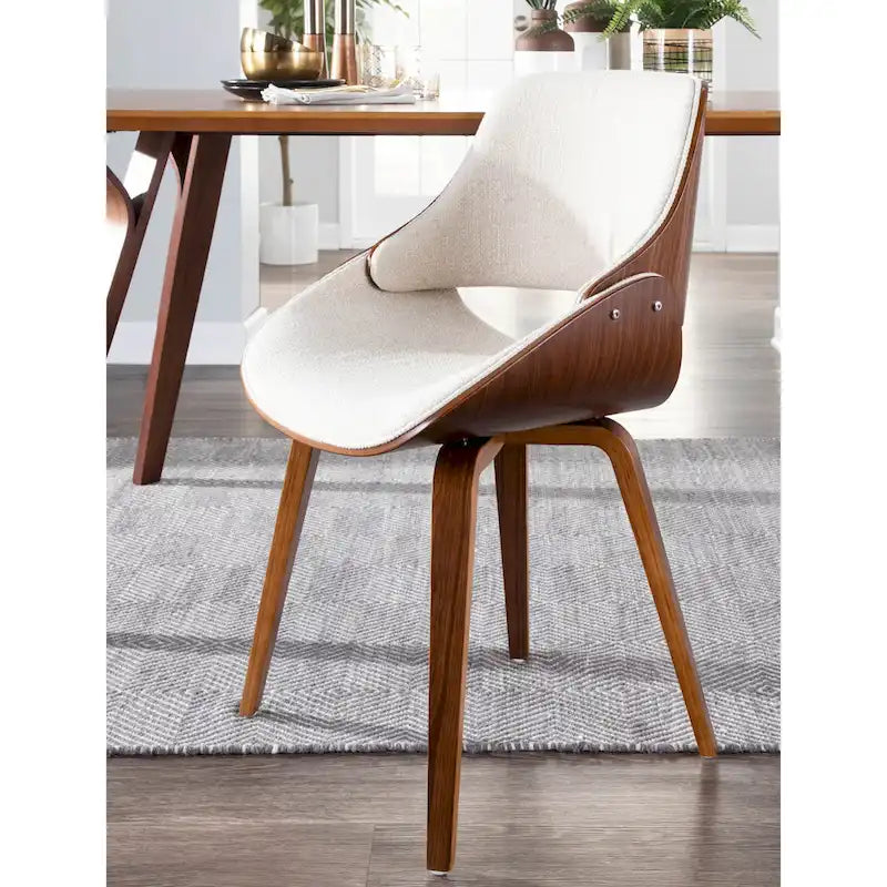 Mid-Century Upholstered Dining Chair with Walnut-Finish Frame