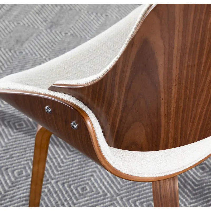 Mid-Century Upholstered Dining Chair with Walnut-Finish Frame