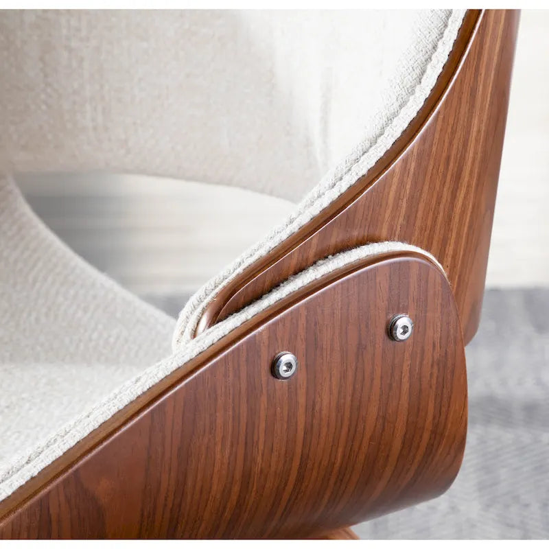 Mid-Century Upholstered Dining Chair with Walnut-Finish Frame