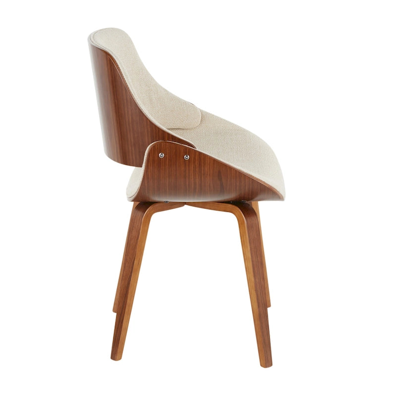 Mid-Century Upholstered Dining Chair with Walnut-Finish Frame