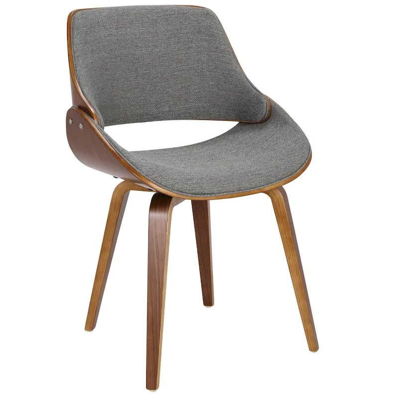 Mid-Century Upholstered Dining Chair with Walnut-Finish Frame