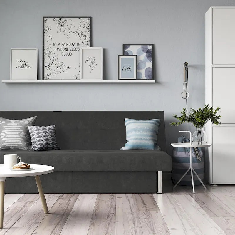 Futon contenitore in microfibra trapuntata con schienale regolabile