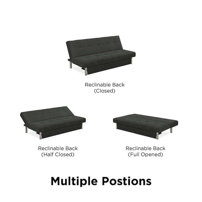 Futon contenitore in microfibra trapuntata con schienale regolabile