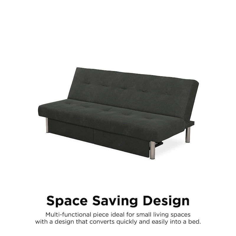 Futon contenitore in microfibra trapuntata con schienale regolabile