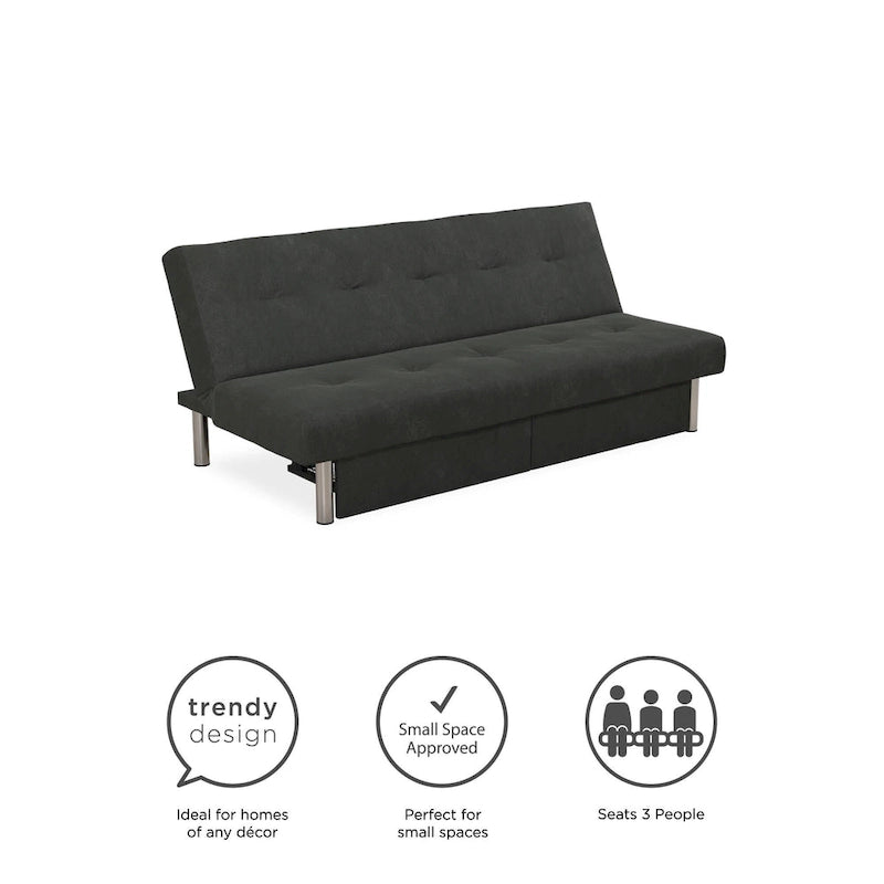 Futon contenitore in microfibra trapuntata con schienale regolabile