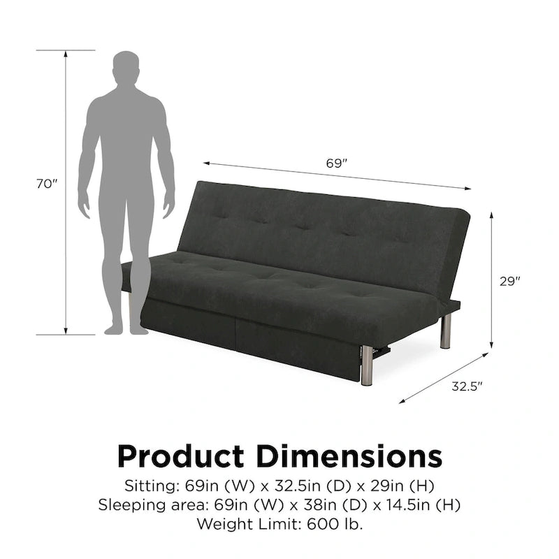 Futon contenitore in microfibra trapuntata con schienale regolabile