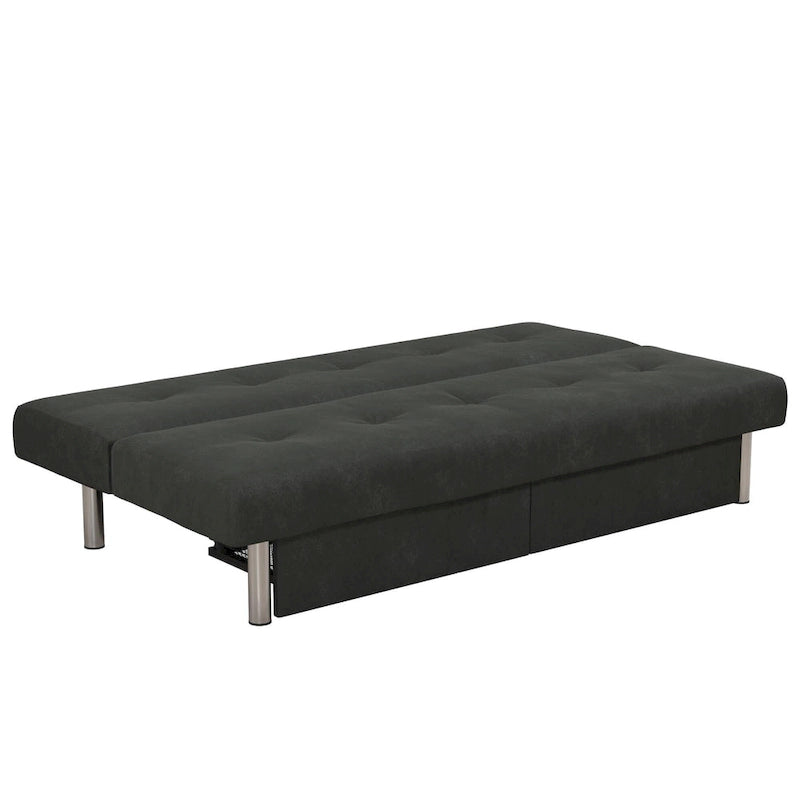 Futon contenitore in microfibra trapuntata con schienale regolabile