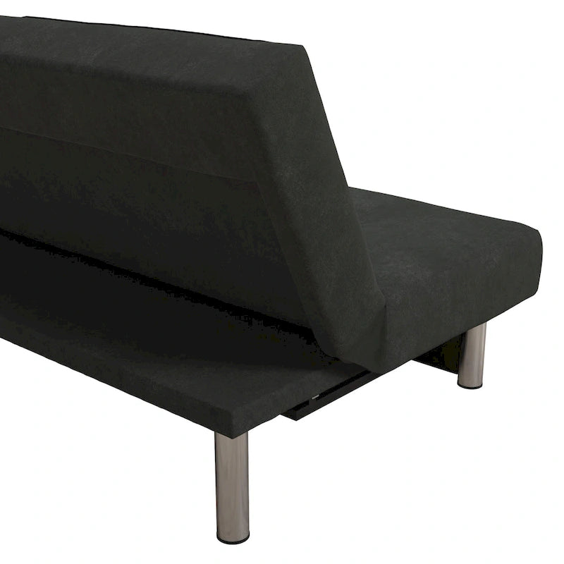 Futon contenitore in microfibra trapuntata con schienale regolabile