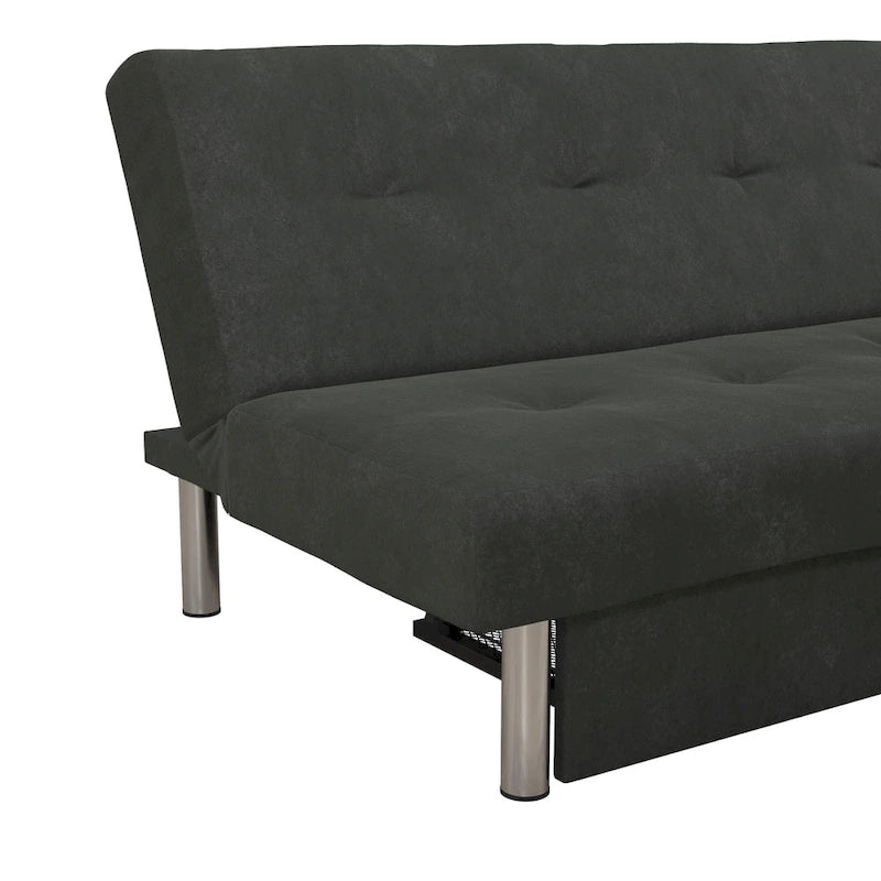 Futon contenitore in microfibra trapuntata con schienale regolabile