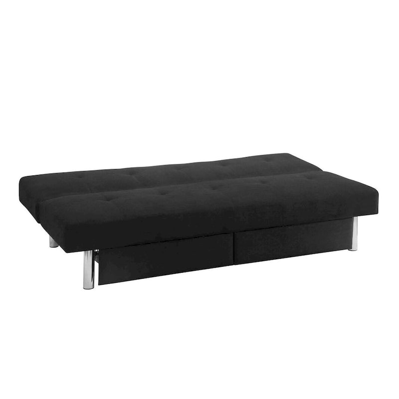 Futon contenitore in microfibra trapuntata con schienale regolabile