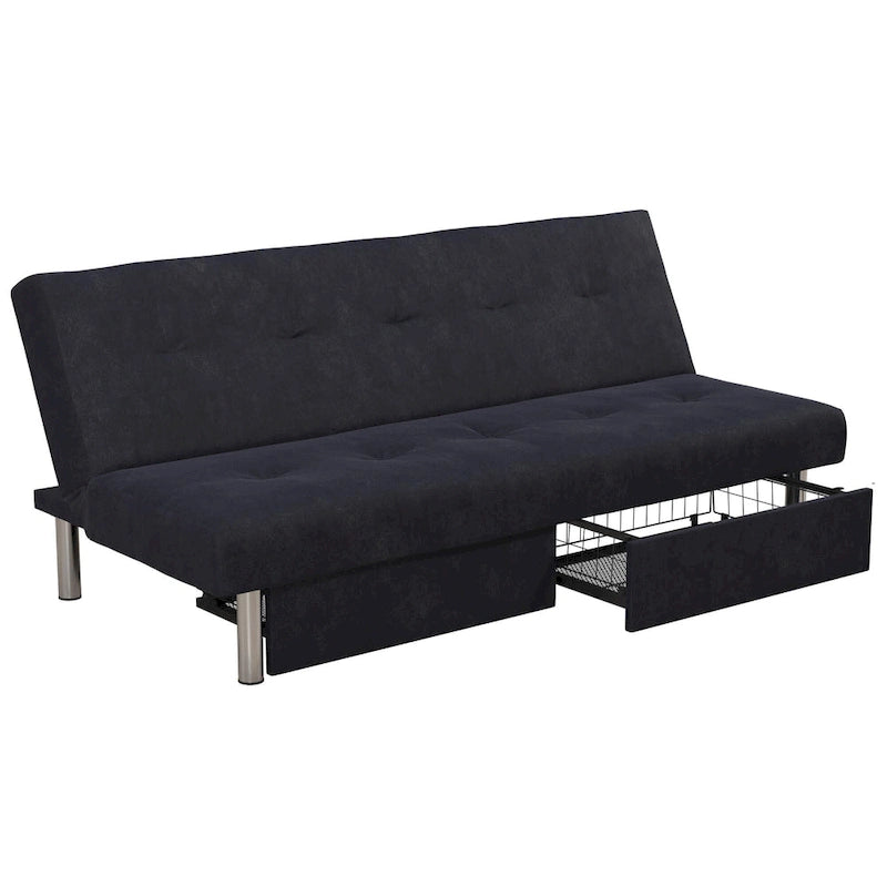 Futon contenitore in microfibra trapuntata con schienale regolabile