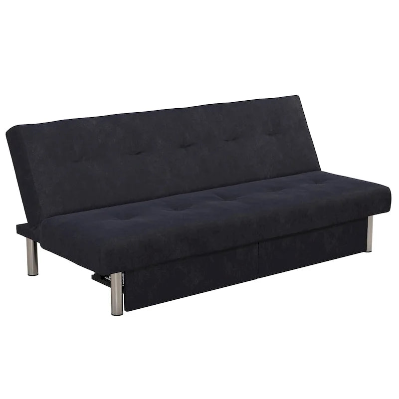 Futon contenitore in microfibra trapuntata con schienale regolabile