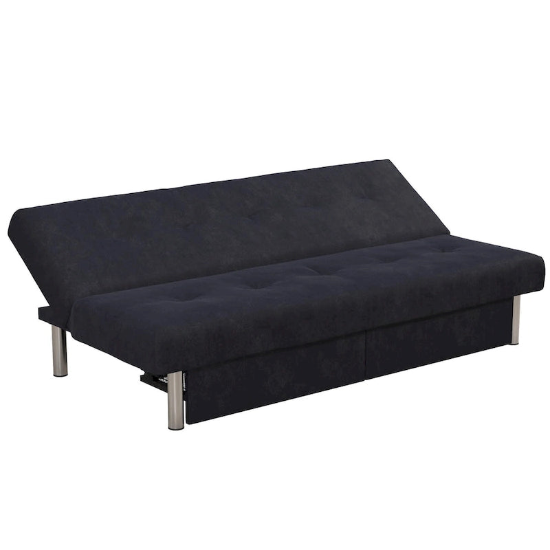 Futon contenitore in microfibra trapuntata con schienale regolabile