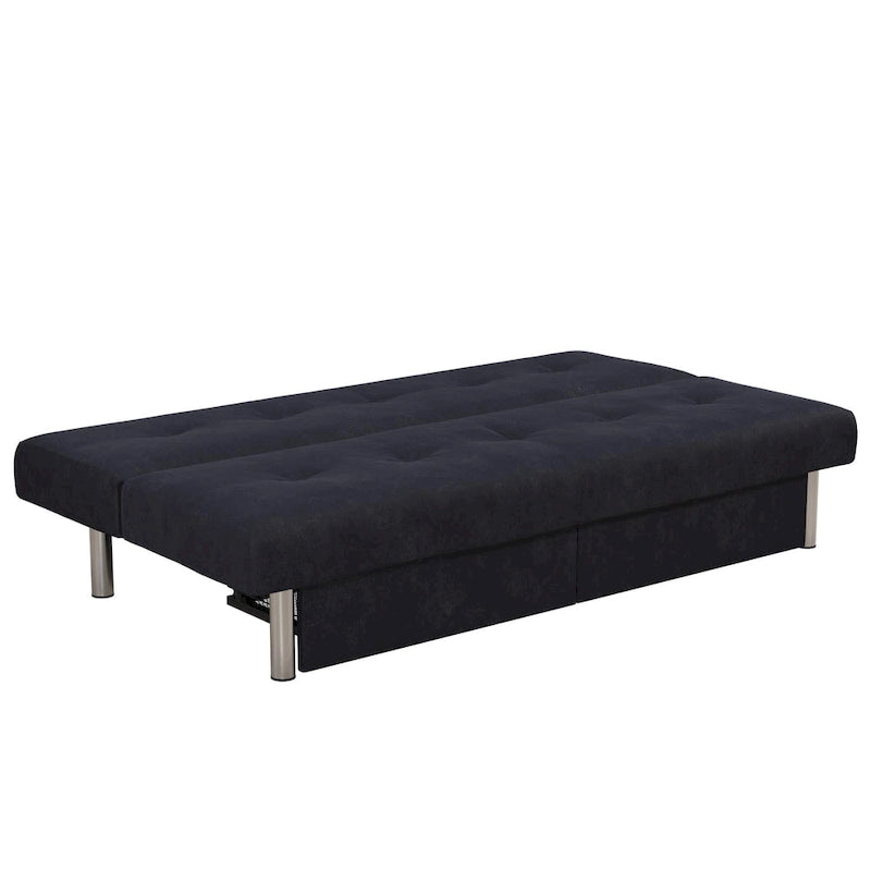 Futon contenitore in microfibra trapuntata con schienale regolabile