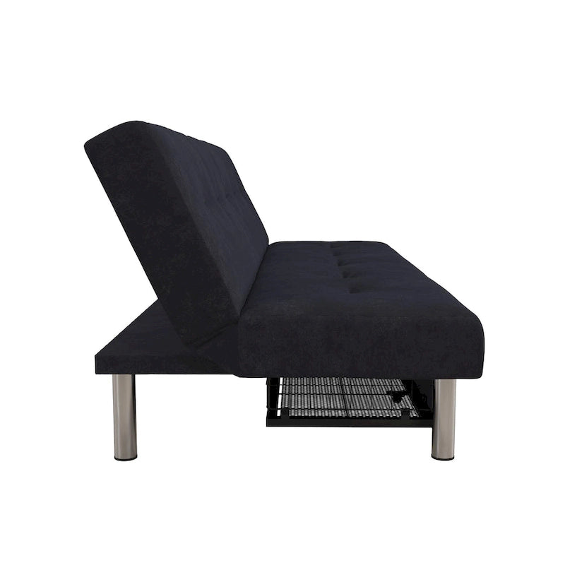 Futon contenitore in microfibra trapuntata con schienale regolabile