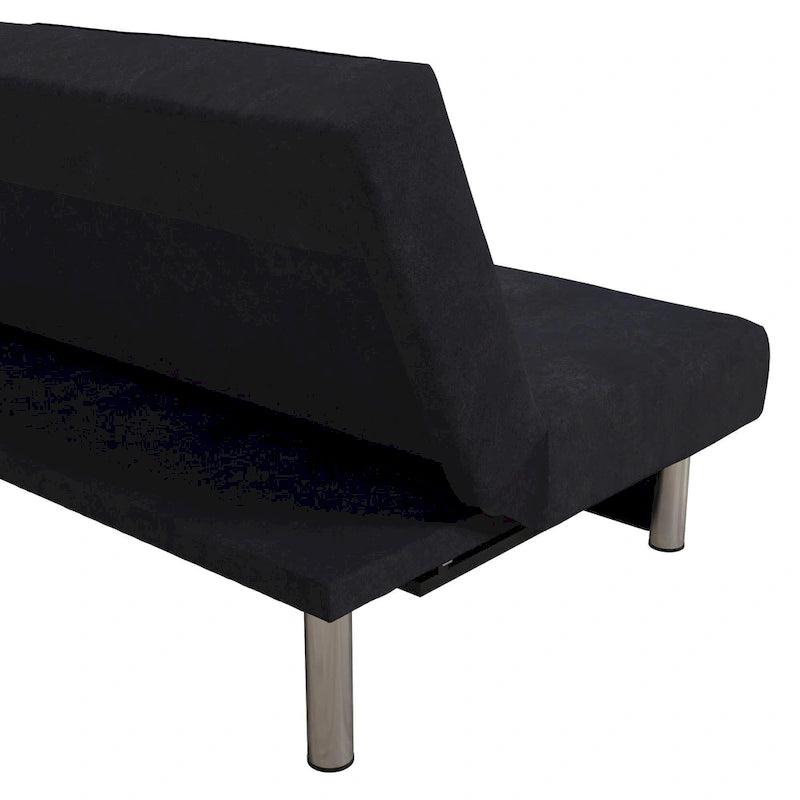 Futon contenitore in microfibra trapuntata con schienale regolabile