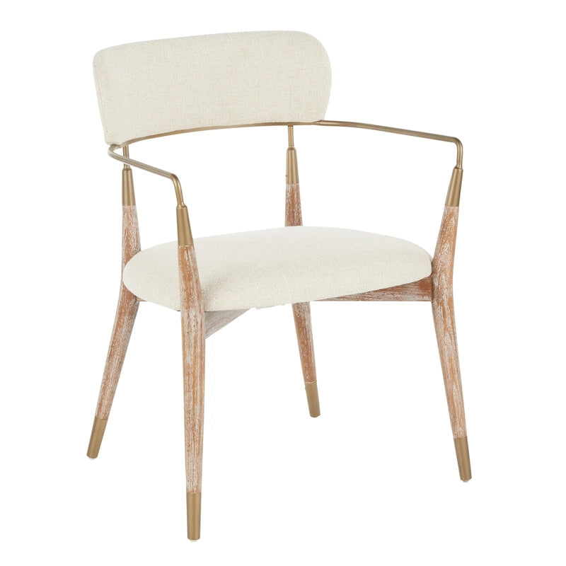 Sillas de comedor tapizadas de madera con detalles metálicos, juego de dos