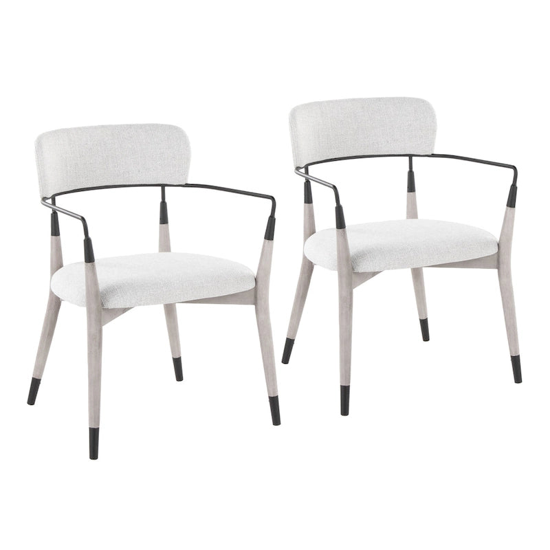 Sillas de comedor tapizadas de madera con detalles metálicos, juego de dos