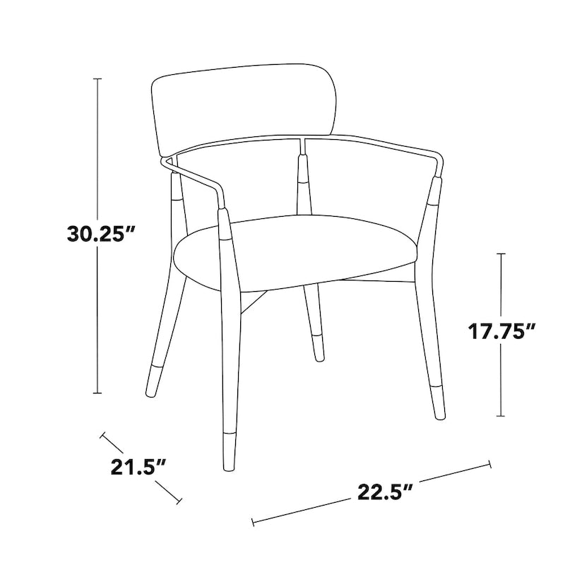 Upholstered Wood Dining Chairs with Metal Accents, Set of Two