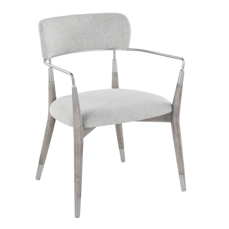Upholstered Wood Dining Chairs with Metal Accents, Set of Two