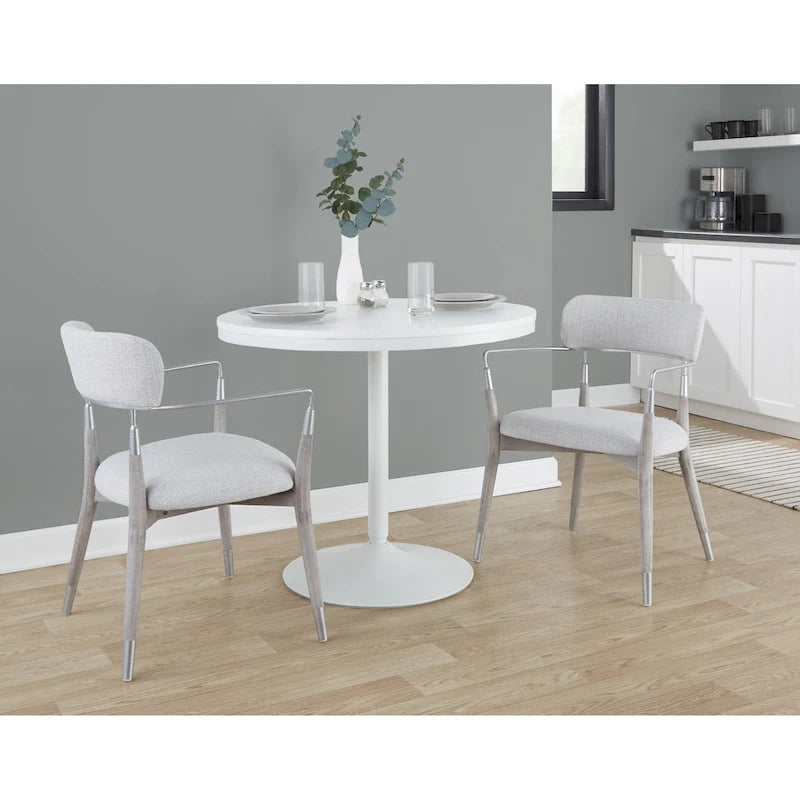 Upholstered Wood Dining Chairs with Metal Accents, Set of Two