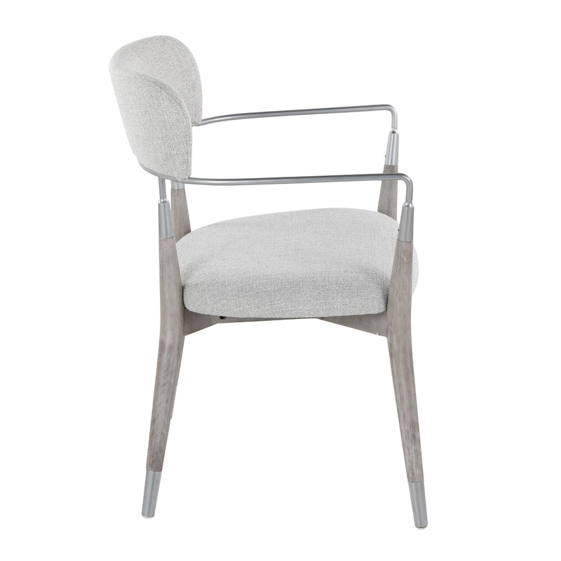 Upholstered Wood Dining Chairs with Metal Accents, Set of Two