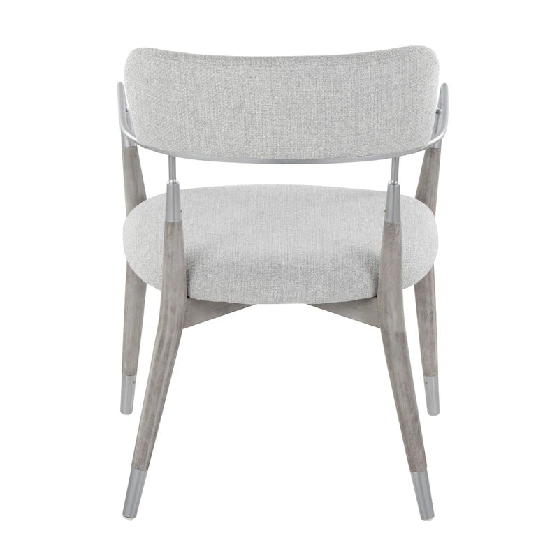 Upholstered Wood Dining Chairs with Metal Accents, Set of Two