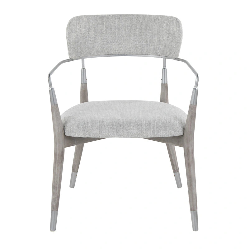 Upholstered Wood Dining Chairs with Metal Accents, Set of Two