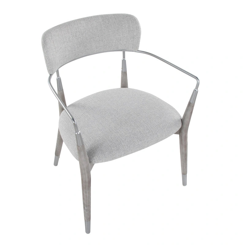 Upholstered Wood Dining Chairs with Metal Accents, Set of Two