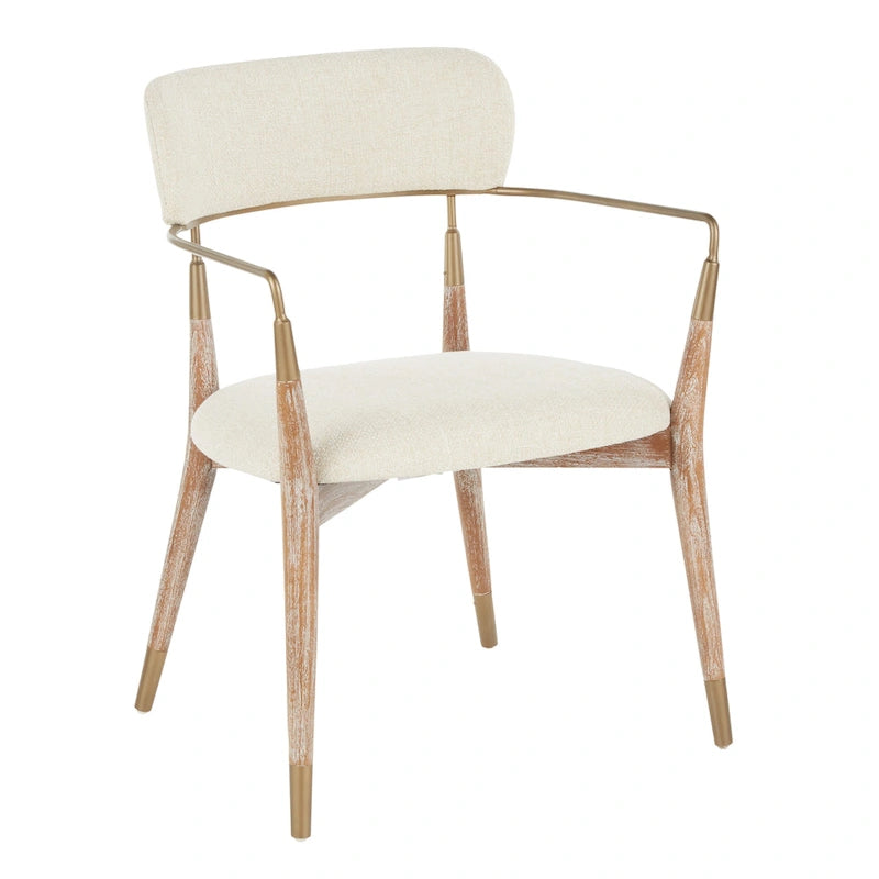 Upholstered Wood Dining Chairs with Metal Accents, Set of Two