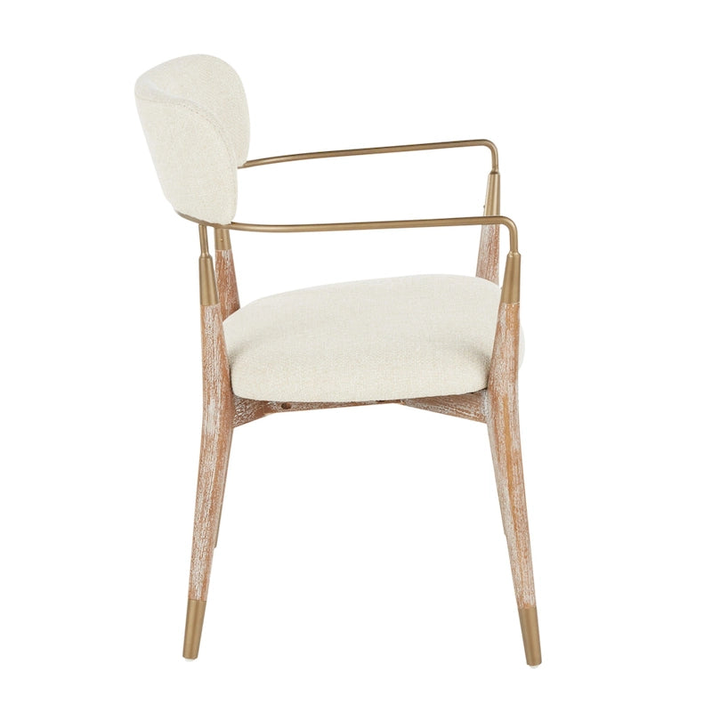 Upholstered Wood Dining Chairs with Metal Accents, Set of Two