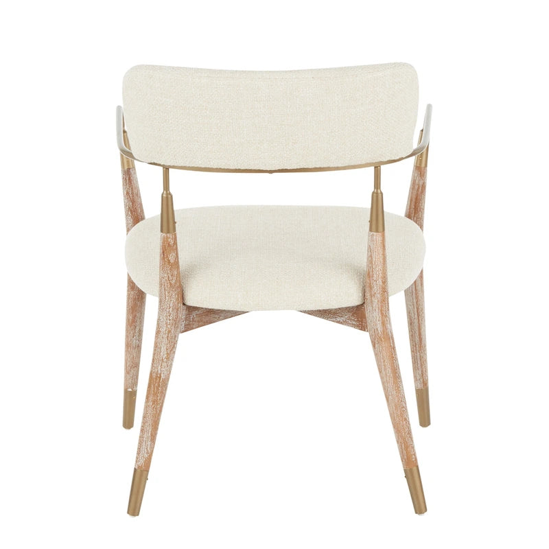 Upholstered Wood Dining Chairs with Metal Accents, Set of Two