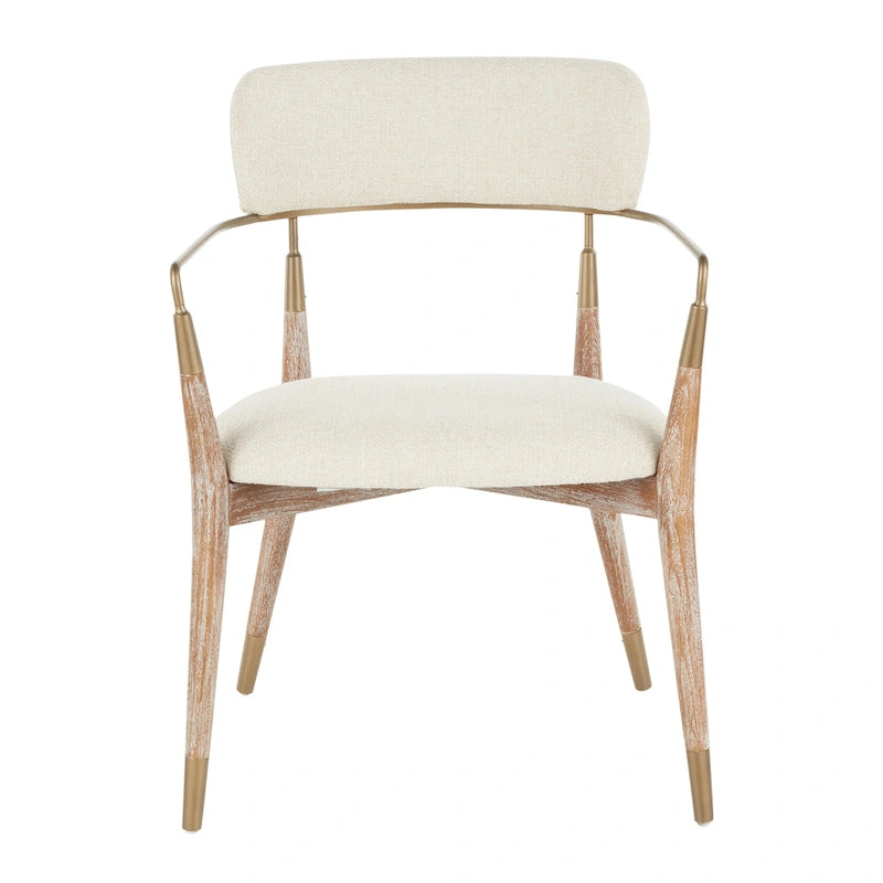 Upholstered Wood Dining Chairs with Metal Accents, Set of Two