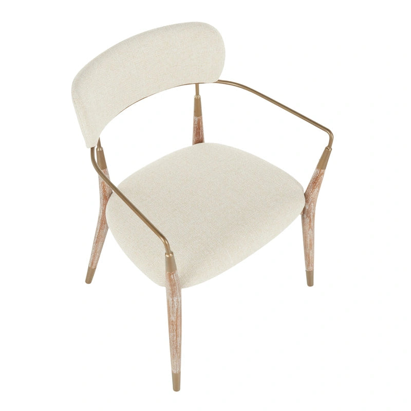 Upholstered Wood Dining Chairs with Metal Accents, Set of Two
