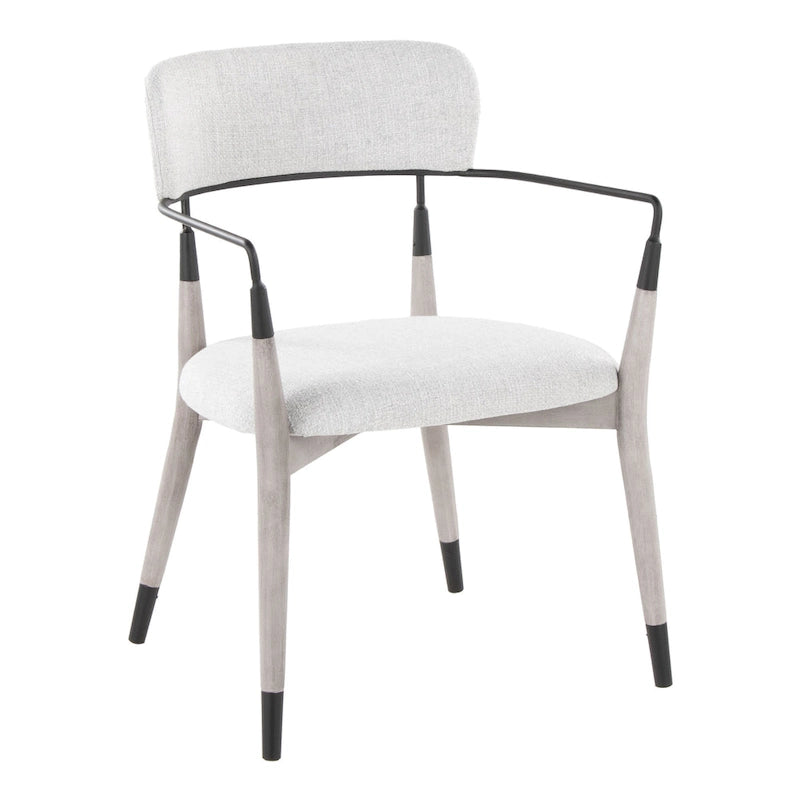 Upholstered Wood Dining Chairs with Metal Accents, Set of Two
