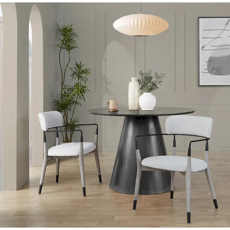 Upholstered Wood Dining Chairs with Metal Accents, Set of Two