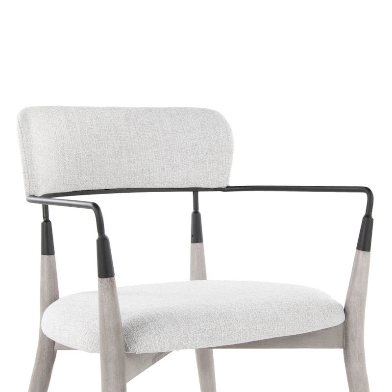 Upholstered Wood Dining Chairs with Metal Accents, Set of Two
