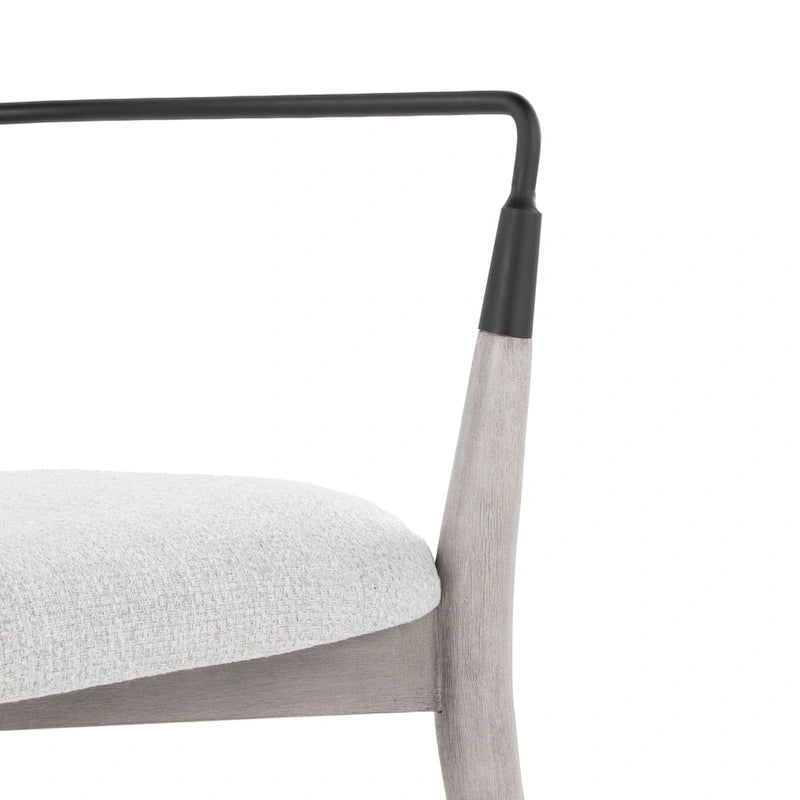 Upholstered Wood Dining Chairs with Metal Accents, Set of Two